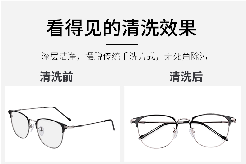 小型家用超聲清洗機清潔眼鏡效果